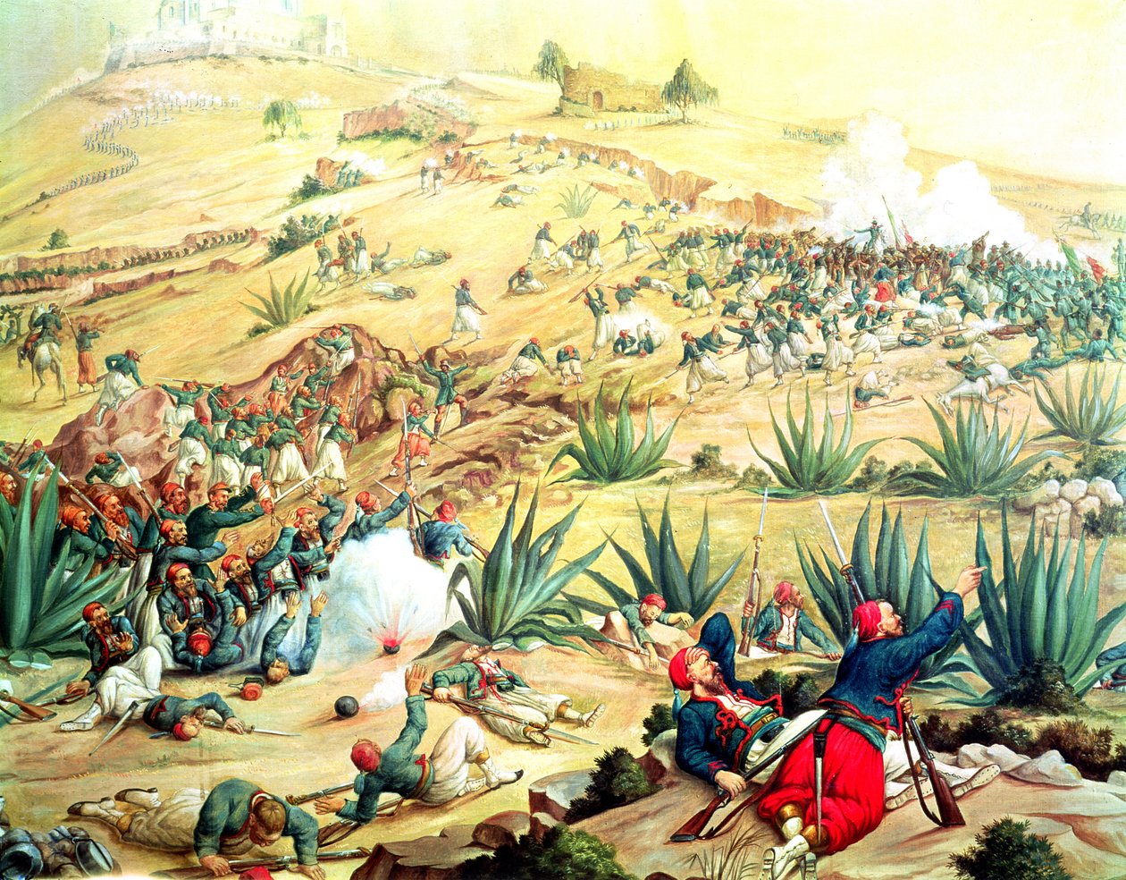 Pueblan taistelu, 5. toukokuuta 1862 (öljy) tekijältä Mexican School