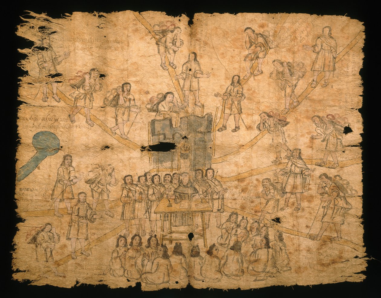 Sivu Codex San Pedro Atlapolco, Nahua (muste ja akvarelli amatepaperille) (katso myös 499243) tekijältä Mexican School