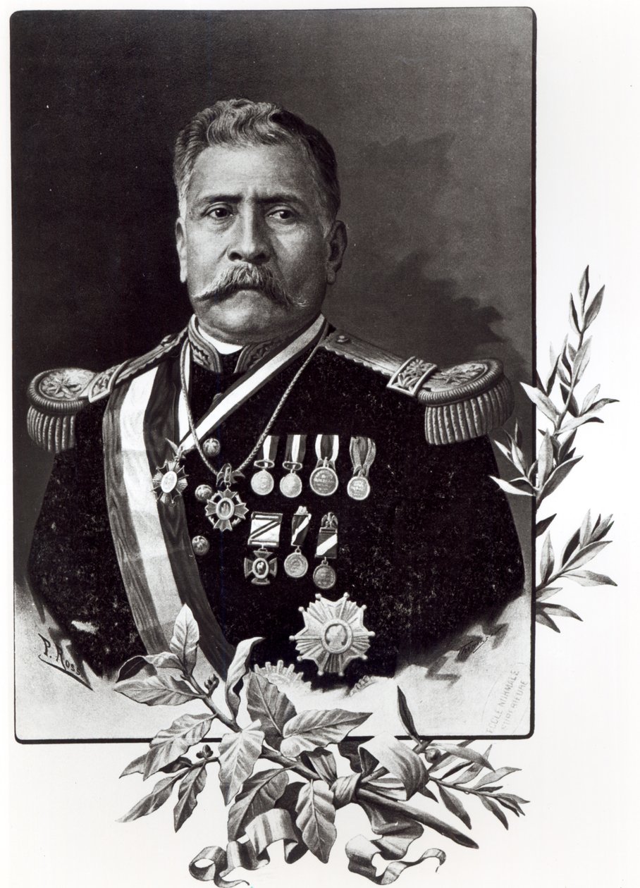 Porfirio Diazin (1830-1915) muotokuva tekijältä Mexican School