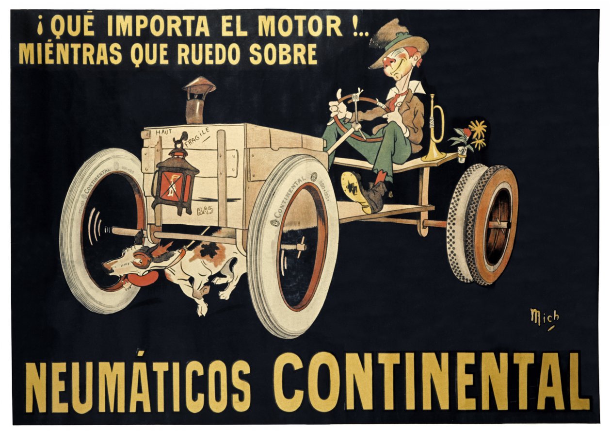 Continental-renkaat, noin 1900 (painokuva). tekijältä Mich (1881 1923)