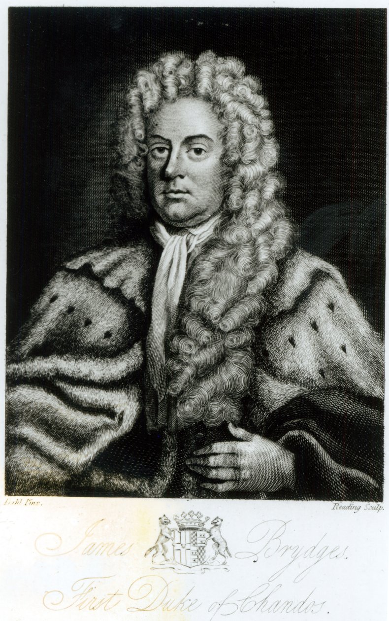 Muotokuva James Brydgesistä, Chandosin ensimmäisestä herttuasta (1673-1744), kaivertanut Burnet Reading (fl. 1776-1822) tekijältä Michael Dahl