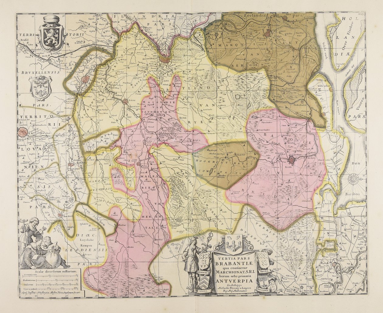 Tertia pars Brabantiae: qua continetur Marchionat. SRI horum urbs primaria Antuerpia / ex archetypo Michaelis Florenty a Langren tekijältä Michael Floris van Langren