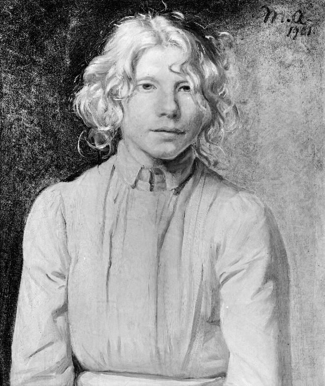 Skagen -tyttö punaisessa mekossa tekijältä Michael Peter Ancher