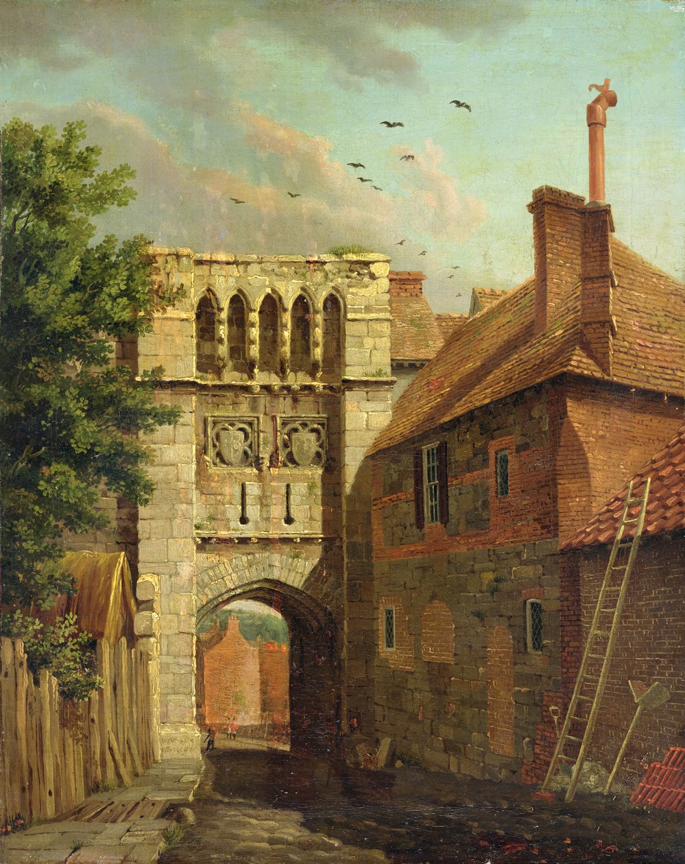Westgate, Winchester (öljy kankaalle) tekijältä Michael (1743 1801) Rooker