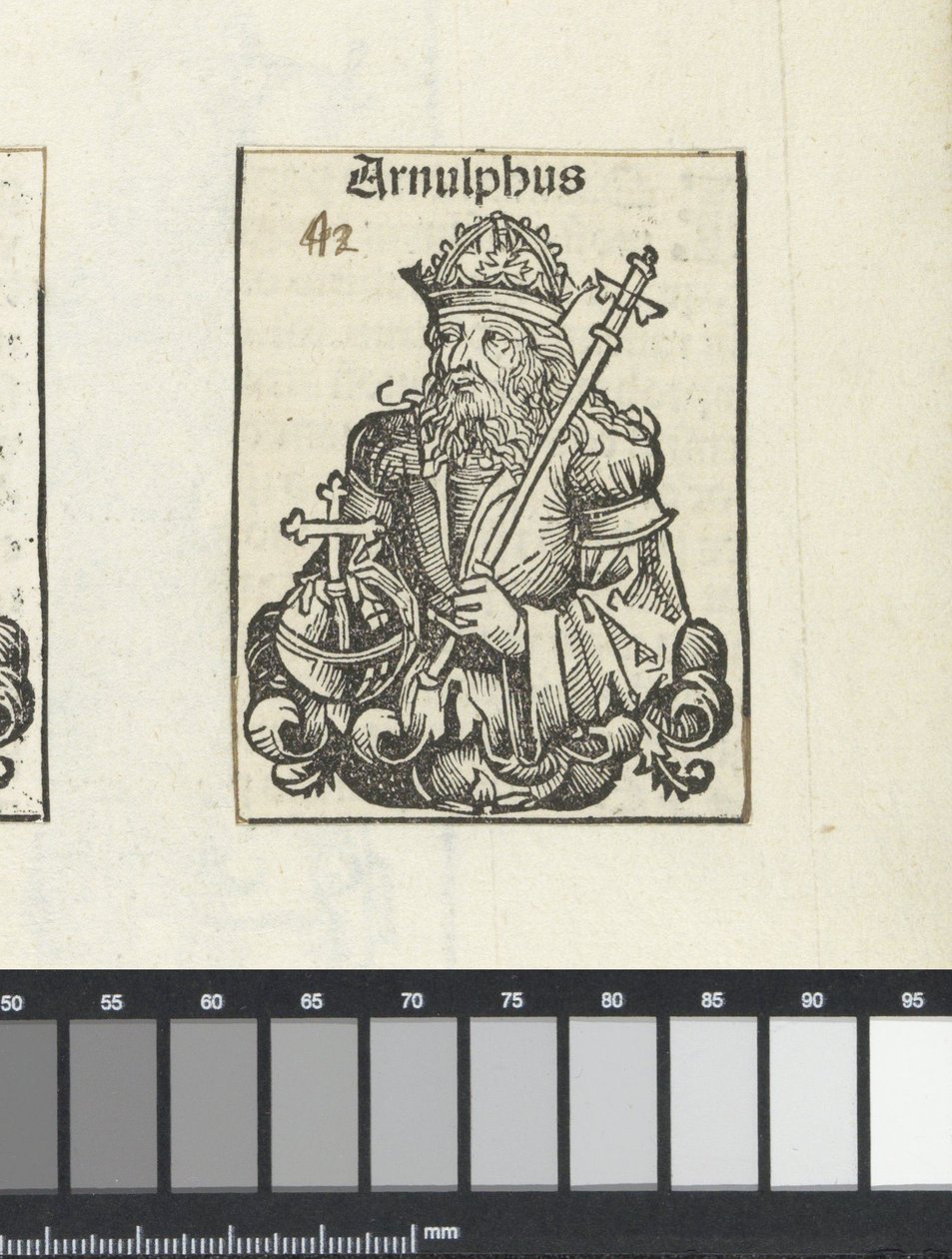 Kärntenin Arnulf, Hartmann Skullin teoksesta Liber Chronicarum, Nürnberg tekijältä Michael (workshop of) Wolgemut or Wolgemuth
