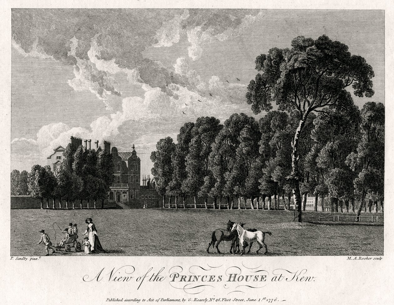 Näkymä Princes Housesta Kewissä, 1776 tekijältä Michael Angelo Rooker