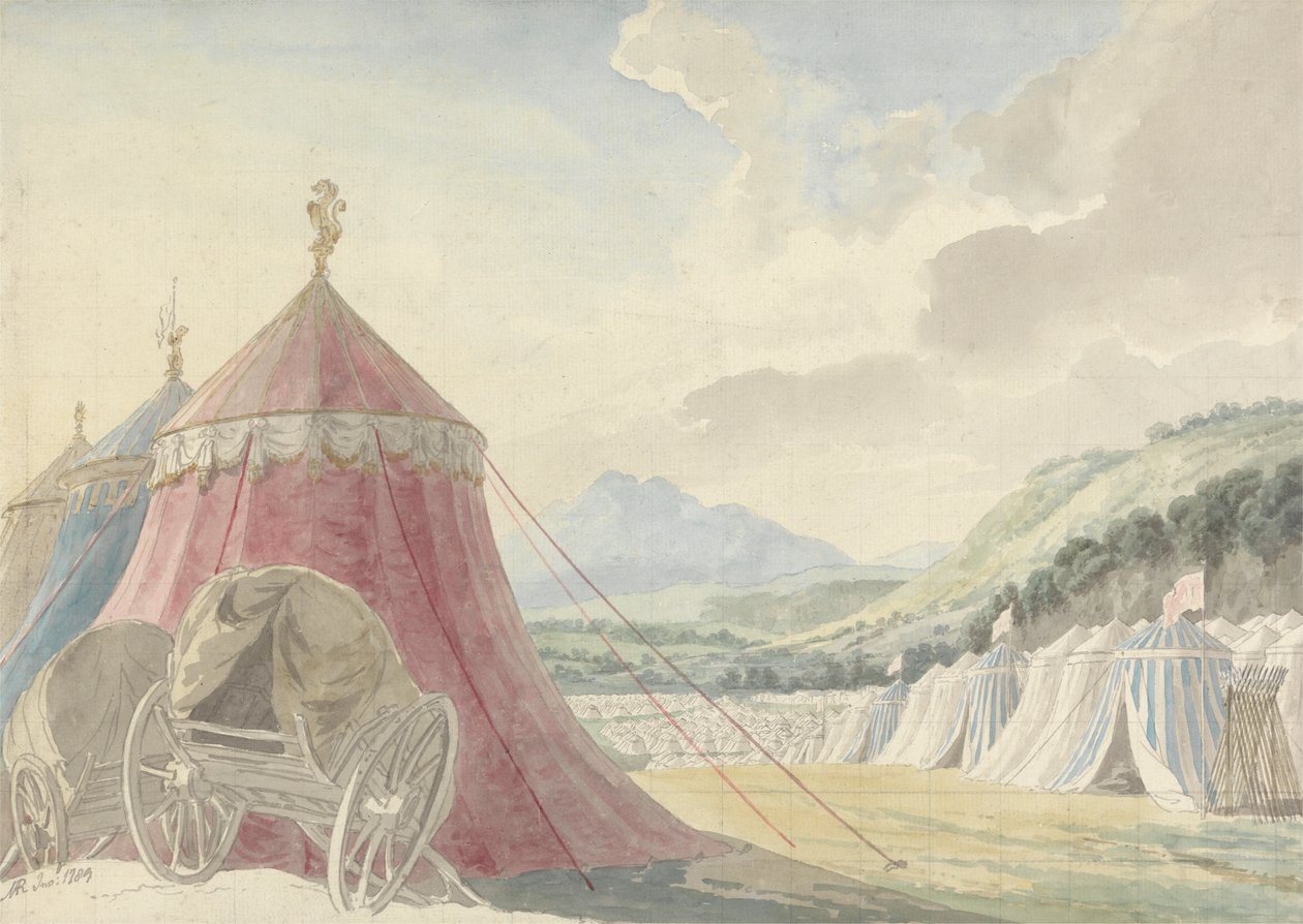 Suunnittelu Haymarket-teatterille: "The Battle of Hexham", kirjoittanut Colman nuorempi tekijältä Michael Angelo Rooker