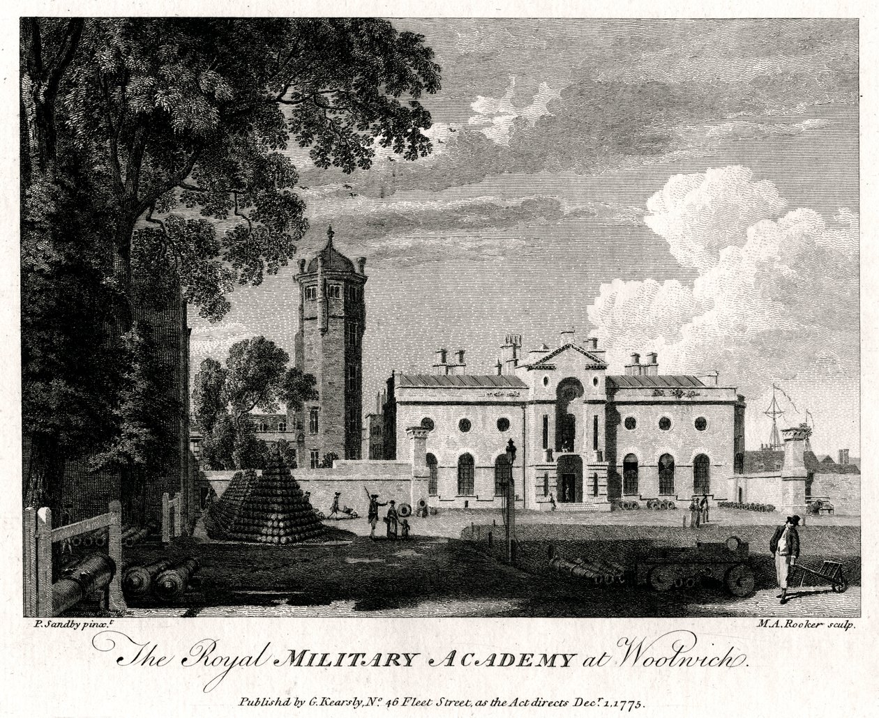 Royal Military Academy Woolwichissa, Lontoossa, 1775 tekijältä Michael Angelo Rooker