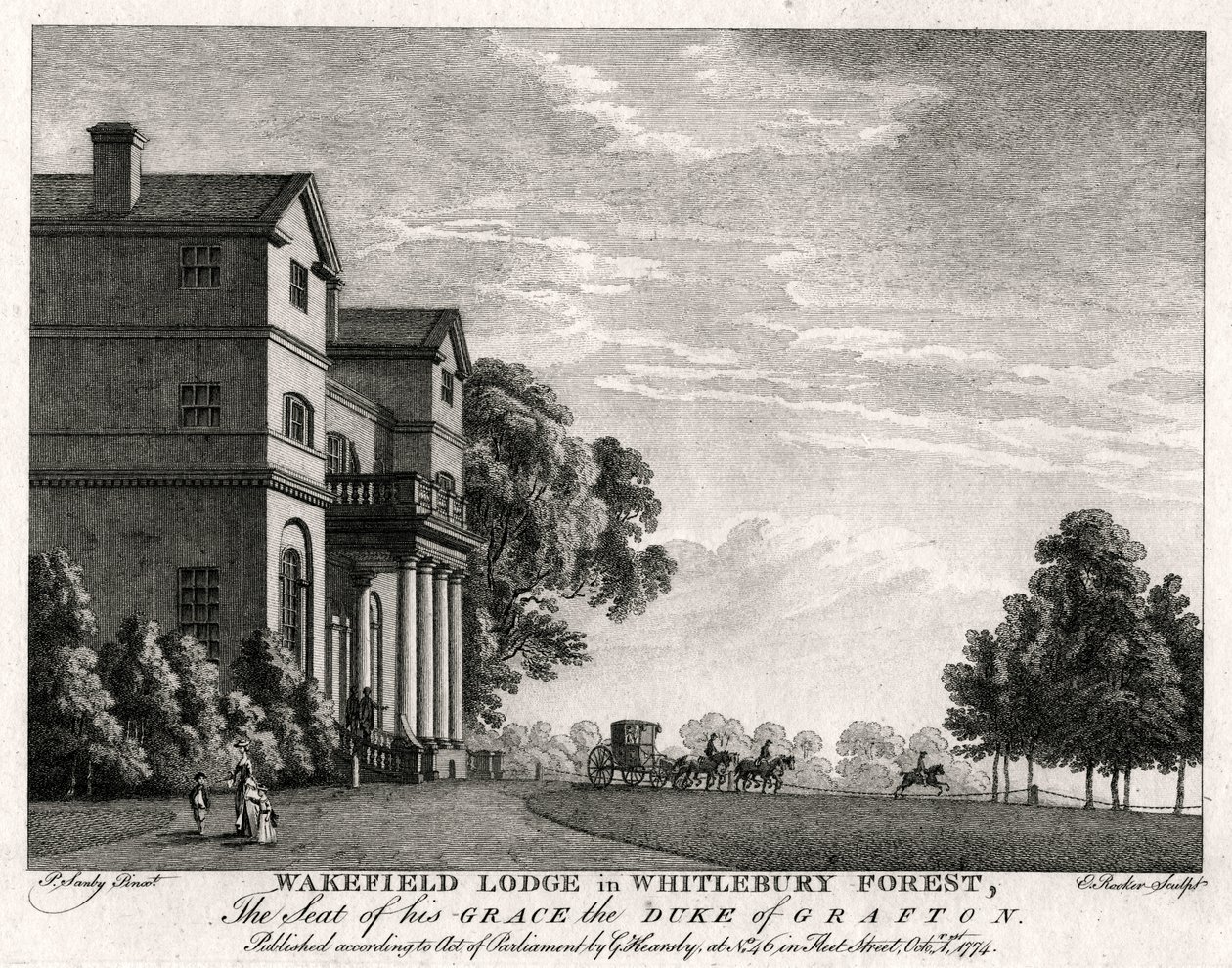 Wakefield Lodge Whitlebury Forestissa, Northamptonshiressa, 1774 tekijältä Michael Angelo Rooker