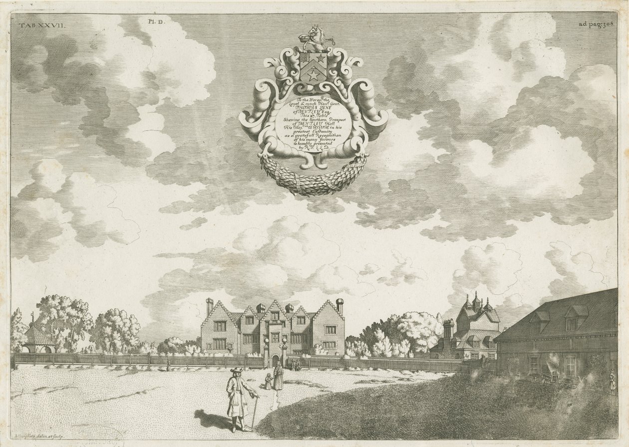 Bentley Hall: kuparikaiverrus, [1686] (vedos) (painos) tekijältä Michael Burghers