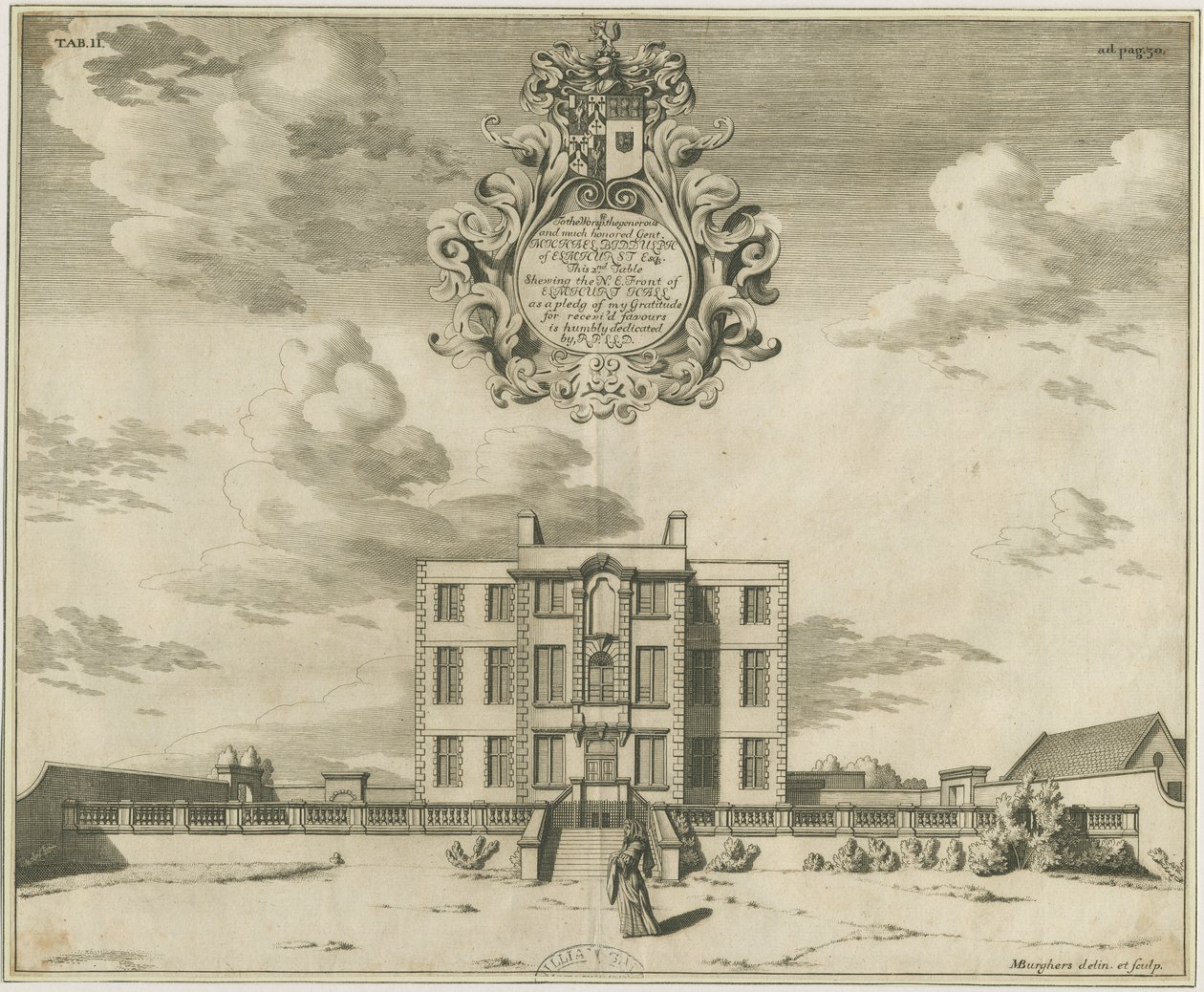 Elmhurst Hall: kuparilevykaiverrus, nd [1653-1686] tekijältä Michael Burghers
