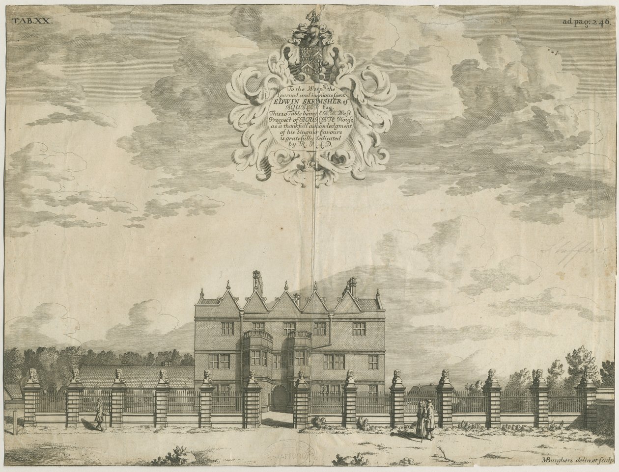 Forton - Aqualate Hall: kaiverrus, nd [1653-1686] (painettu) tekijältä Michael Burghers