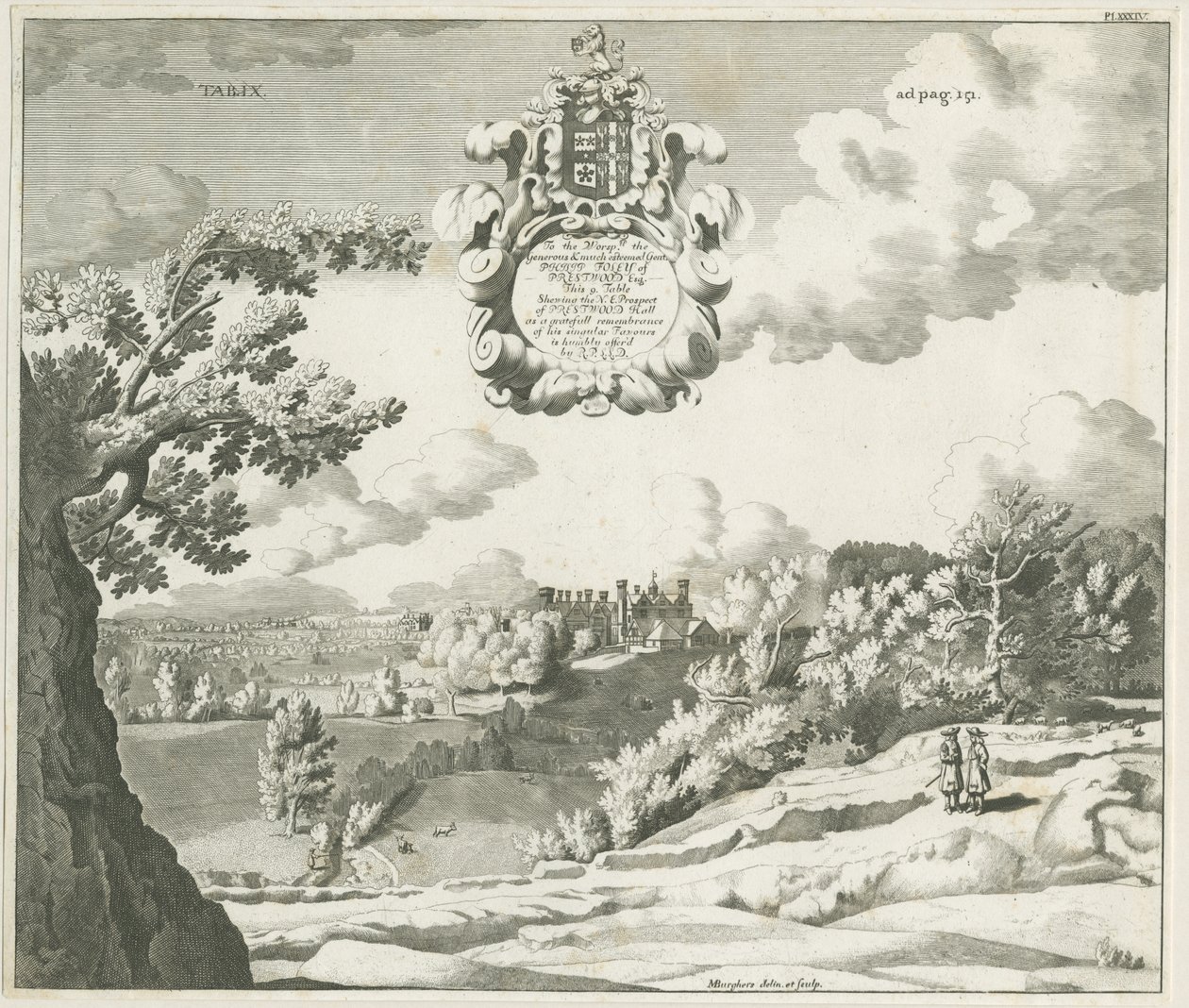 Prestwood Hall: kaiverrus, nd [1753-1827] tekijältä Michael Burghers
