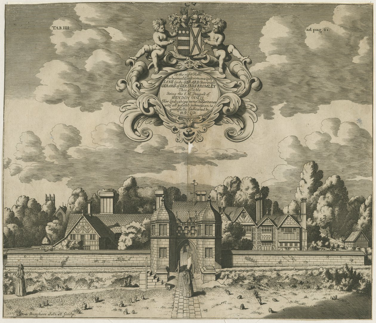 Sandon Hall: kaiverrus, nd [1653-1686] (vedos) (painettu) tekijältä Michael Burghers