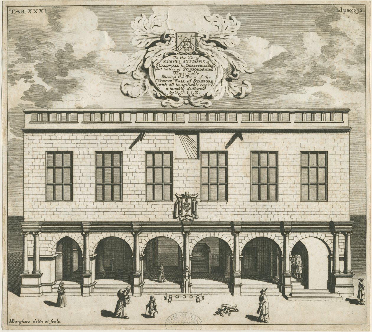 Stafford - Shire Hall: kuparilevykaiverrus, nd [1686] tekijältä Michael Burghers