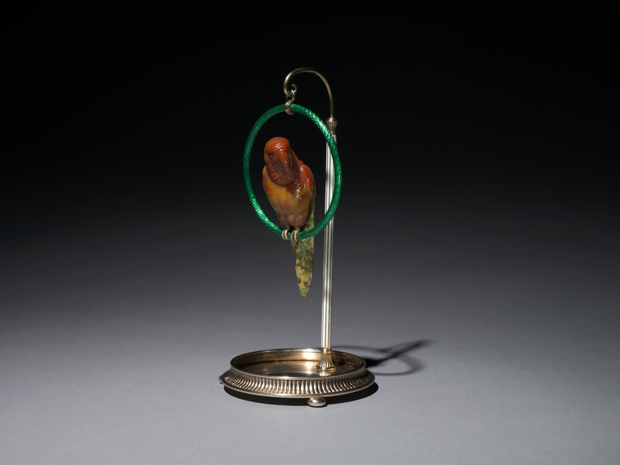 Papukaija ahvenella (Parrot), Peter Carl Fabergén (1846-1920) yritys tekijältä Michael Evlampievich Perkhin
