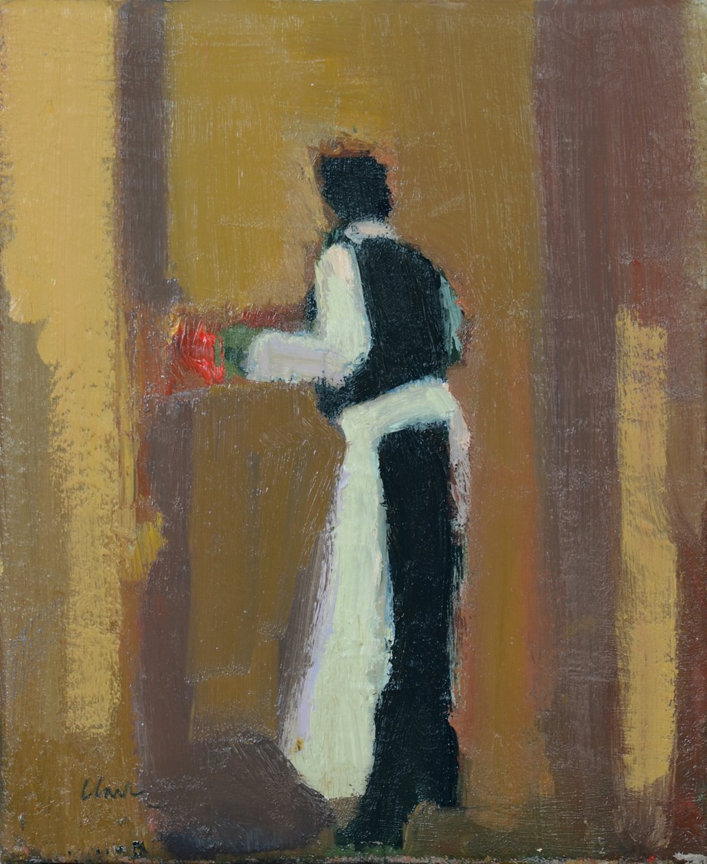 Parisian waiter, 2015 (oil on linen) tekijältä Michael G. Clark