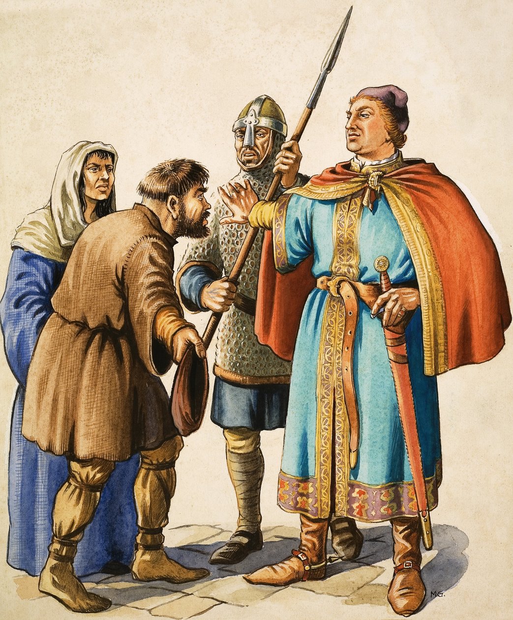 Henrik II kuuntelee nöyrän alamaisensa valitusta. tekijältä Michael Godfrey
