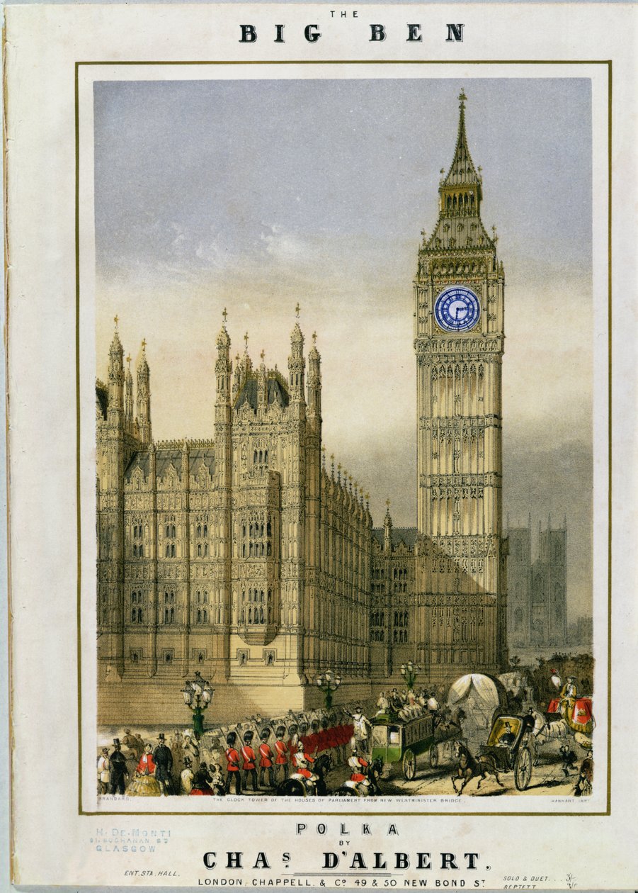 Big Ben Polka, musiikin kansipubi. kirjoittanut Hanhart, n. 1862 tekijältä Michael Hanhart