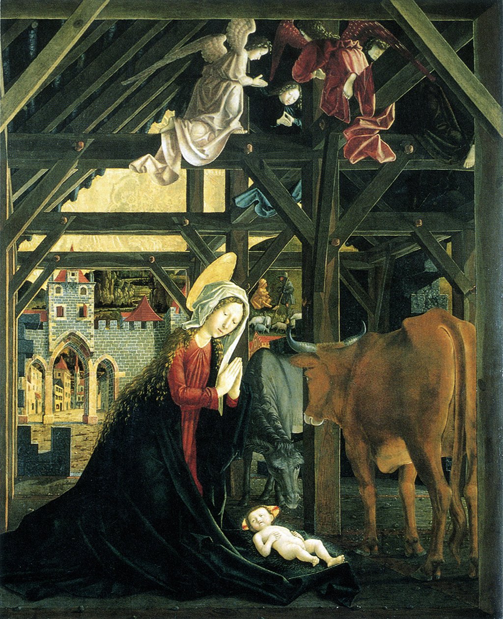 Pyhän Wolfgangin kirkon syntymäalttaritaulu Salzkammergutissa, 1481 tekijältä Michael Pacher