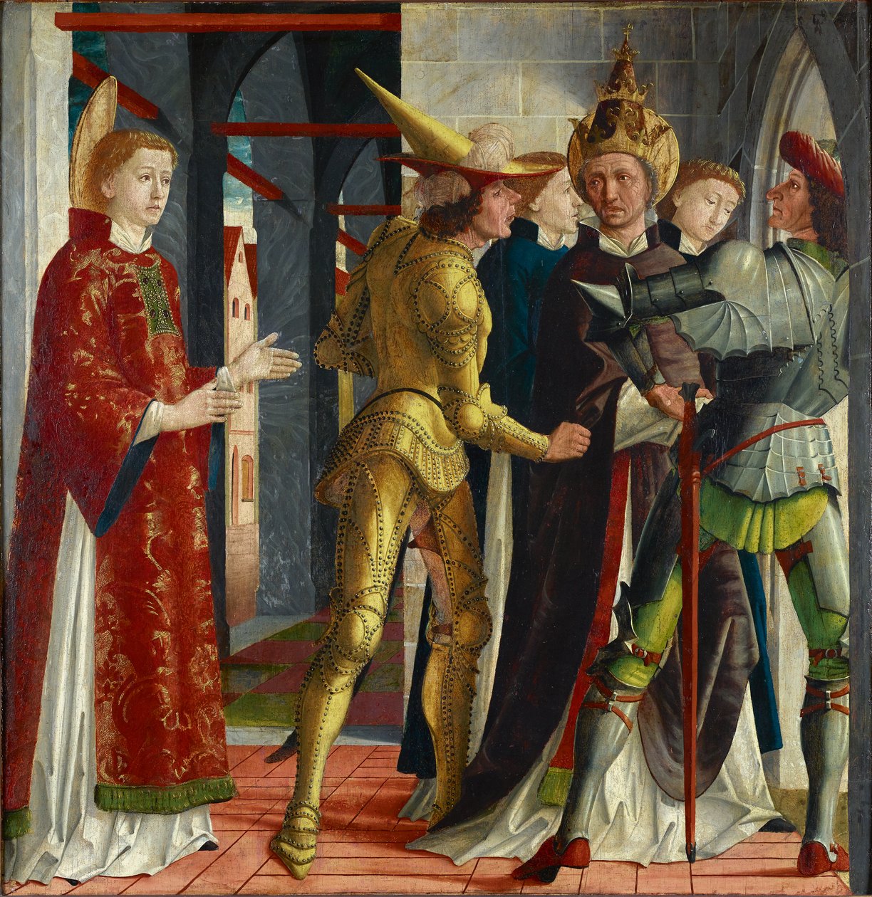 Paavi Sixtus II jättää hyvästit St. Laurentius tekijältä Michael Pacher