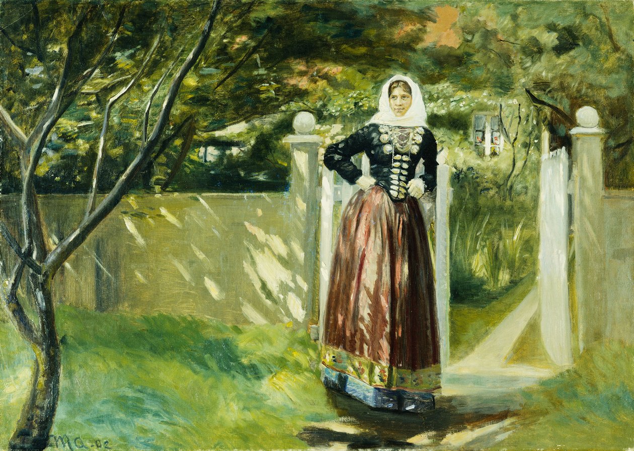 Puutarhan portilla, 1902 tekijältä Michael Peter Ancher