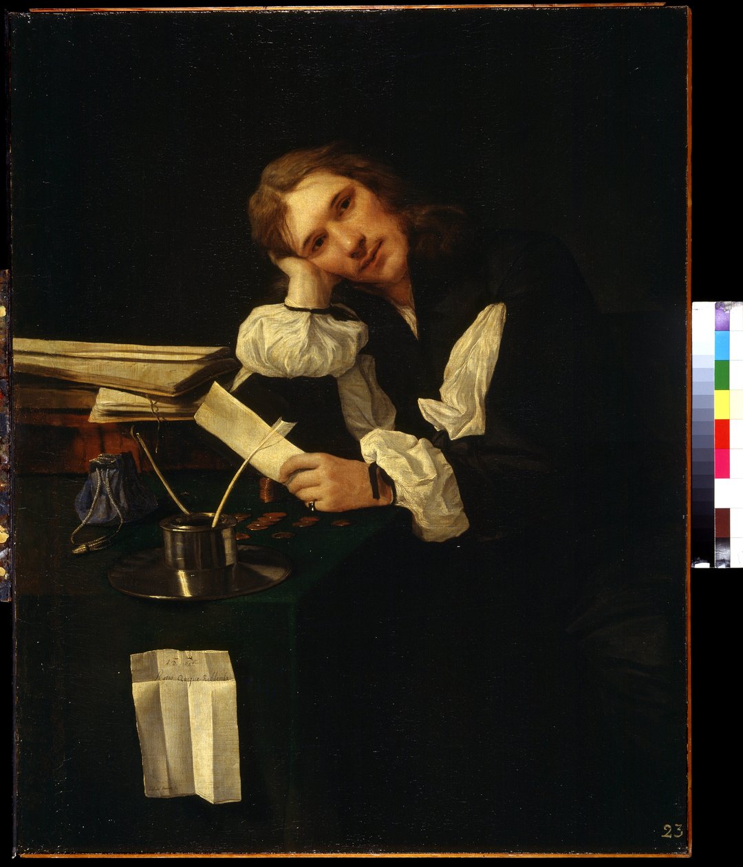 Nuoren miehen muotokuva, omakuva (Nuoren miehen muotokuva, sel portrait). Michiel Sweertsin (1618-1664) maalaus. Öljy kankaalle tekijältä Michael Sweerts