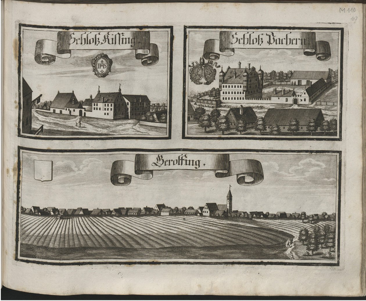 Saksa: Historico-Topographica Descriptio. Eli: Kuvaus, deß Churfürsten- und Hertzogthums Ober- und Nidern Bayrn : Welches In vier Theilter oder Renntämbter, Als Oberlandts München und Burgkhausen, Unterlandts aber in Landshuet und Straubing abgett. tekijältä Michael Wening