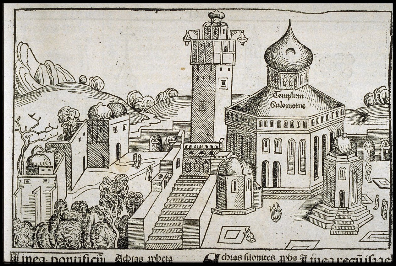 Templum Salomonie Schedels Chronicle of the World -kirjasta, noin 1493. tekijältä Michael Wolgemut