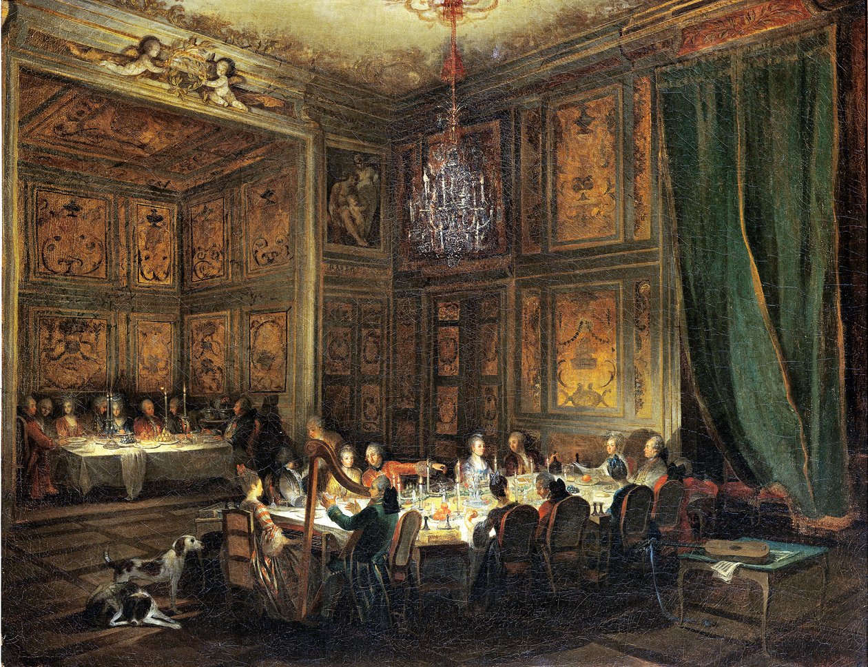 Contin prinssin (1717-76) illallinen temppelissä, 1766 tekijältä Michel Barthelemy Ollivier or Olivier