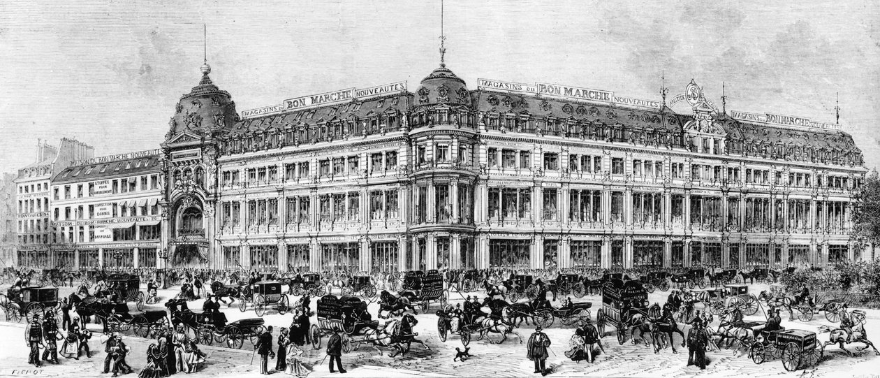 Bon Marchén tavaratalot, Pariisi, n. 1887 tekijältä Michel Charles Fichot