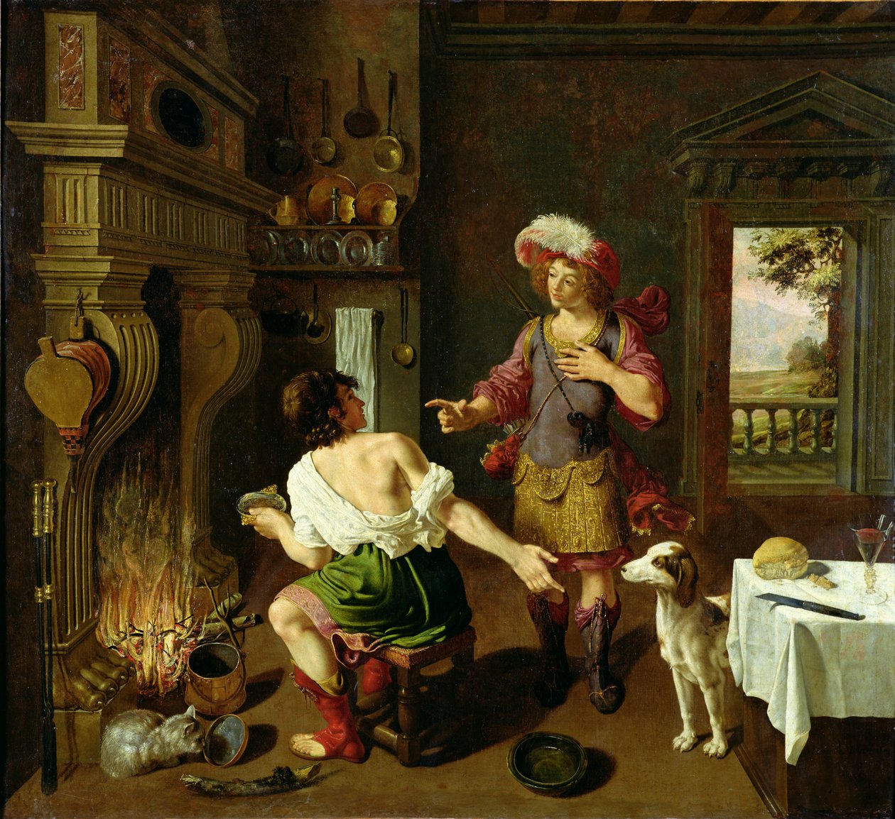 Esau myy syntymäoikeutensa Jaakobille, 1630 tekijältä Michel des Gobelins Corneille