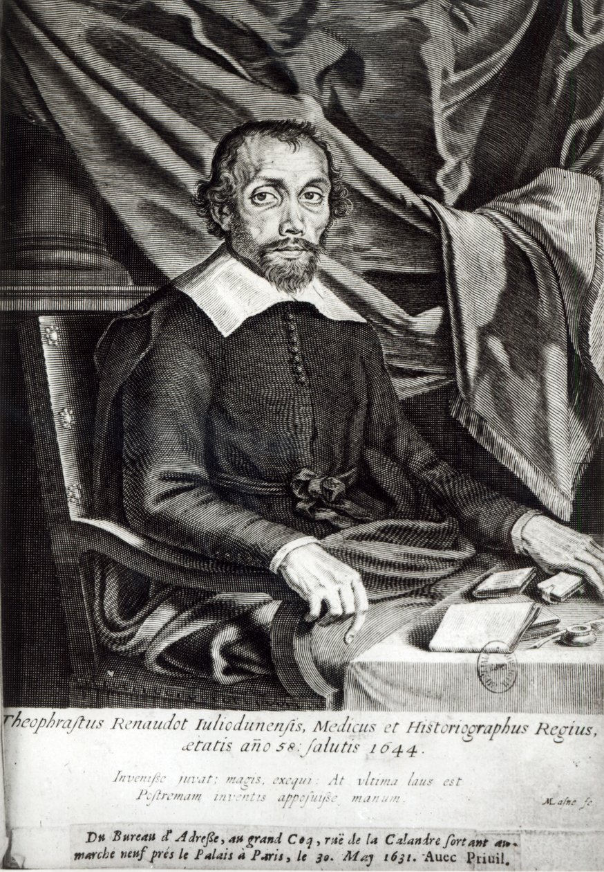Theophraste Renaudotin (1586-1653) muotokuva 58, 1644 tekijältä Michel Lasne