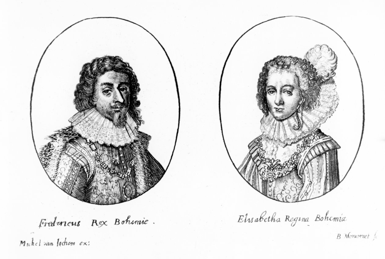 Frederick V Böömiläinen ja Elisabet, Böömin kuningatar, Balthasar Moncornetin printti, n. 1630 tekijältä Michel van Iochem