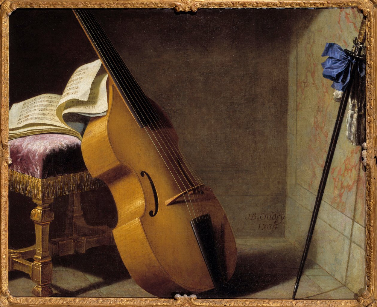 Basso, musiikkikirja ja Spee. Michel Boyerin (1668-1724) maalaus tekijältä Michel Boyer