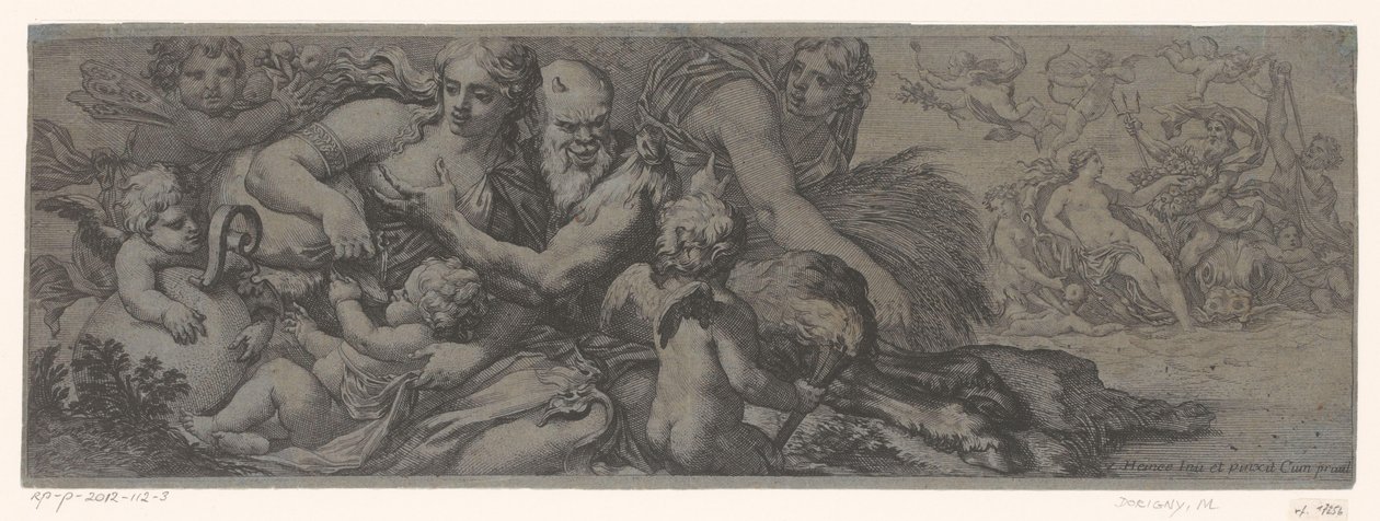 Faun met bacchante en putti tekijältä Michel Dorigny (attributed to)