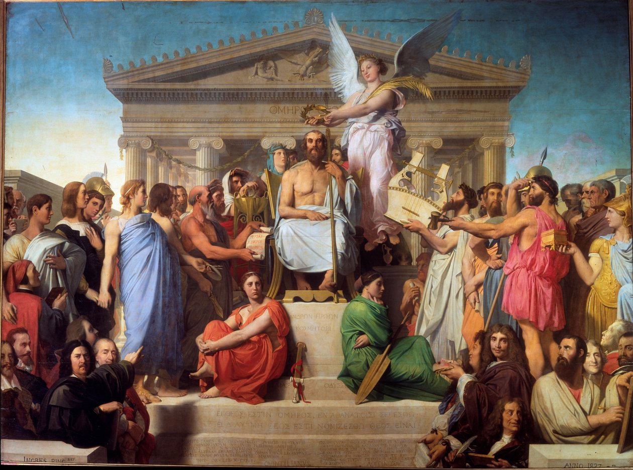 Homeren apoteoosi (maalaus, n. 1854) tekijältä Michel Dumas