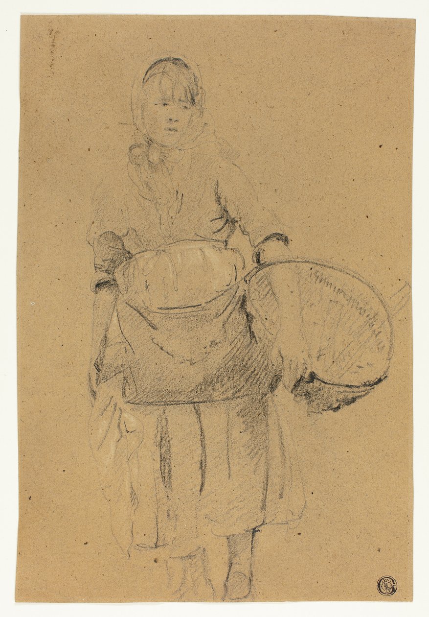 Fisher Girl kanssa kori tekijältä Michel Francois Dandre Bardon