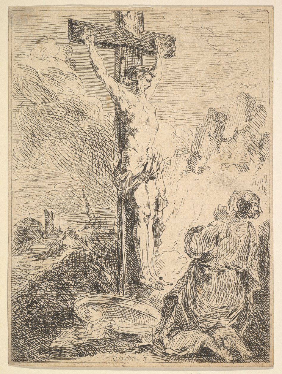 Maria Magdaleena rukoilee ristin juurella, 1720-83. tekijältä Michel Francois Dandre Bardon