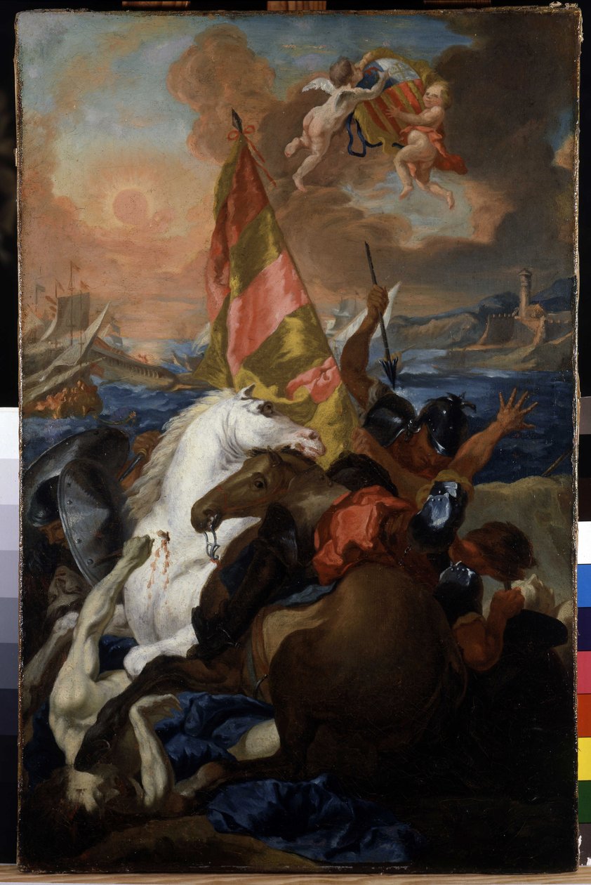Aixin asukkaat pelastivat Marseillen aragonialaisia vastaan: Aragonian Alfonso V:n (1394-1458) laivasto ampuu ja ryösti Marseillen vuonna 1423. Michel Francois Dandré Bardonin (1700-1783) maalaus. 1700-luvulla. Öljy kankaalle, 66 x 43 cm. Musee Granet, tekijältä Michel Francois Dandre Bardon