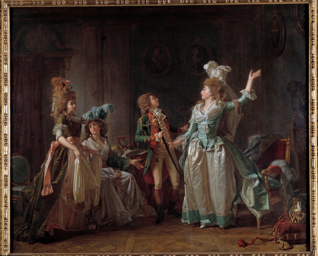 Michel Garnierin (1753-1819) maalaus Lohikäärmeen lähtö. 1780 Koko 0,54 x 0,65 m. Pariisi, Musee Carnavalet tekijältä Michel Garnier