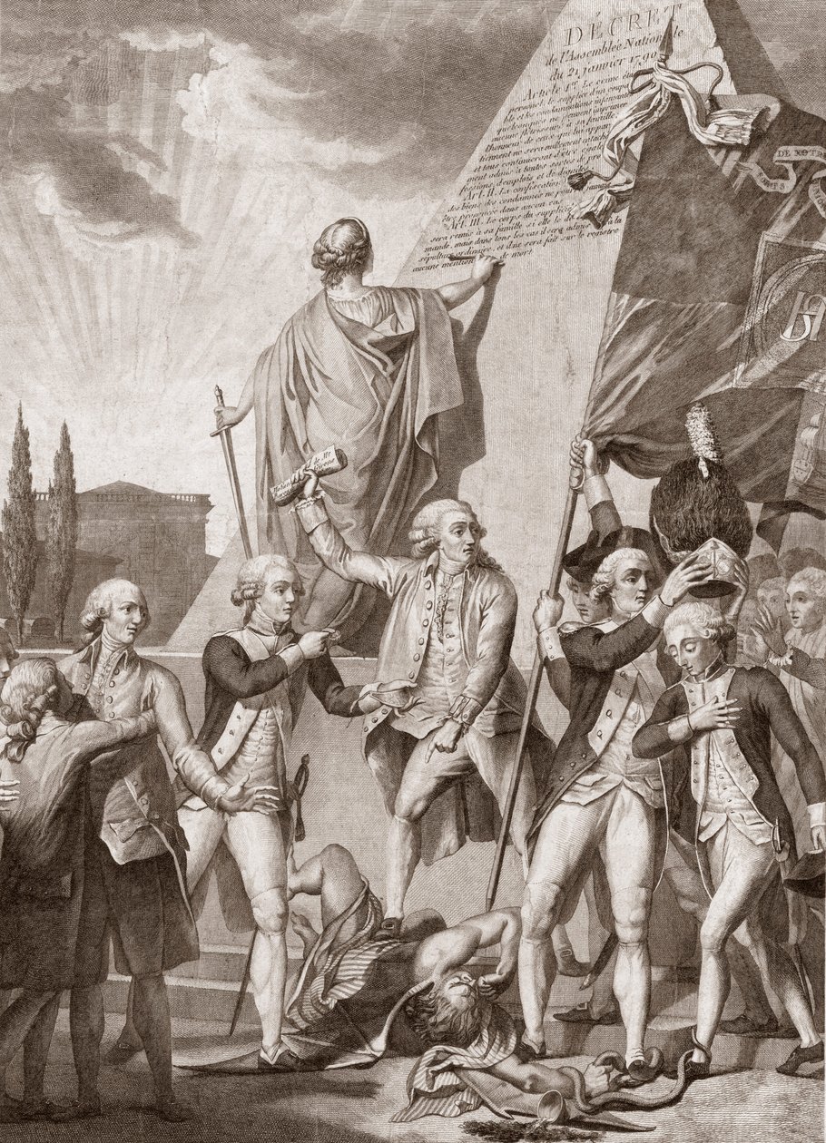 Michel Picquenot (1747-1814). Filosofian ja isänmaallisuuden allegorioita, voittajia ennakkoluulojen demonista - Philosophy et le Patriotisme victors du demon des Prejudices - Michel Picquenot (1747-1814). tekijältä Michel Picquenot