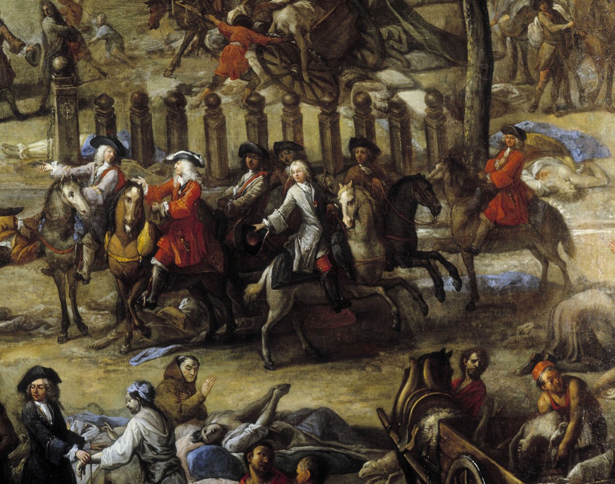 Näkymä kurssille (Marseillesta) vuoden 1720 ruton aikana (öljy kankaalle) tekijältä Michel Serre