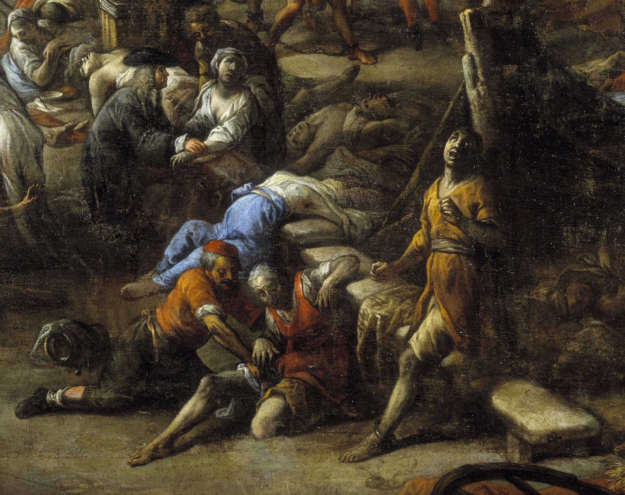 Näkymä kurssille (Marseillesta) vuoden 1720 ruton aikana (öljy kankaalle) tekijältä Michel Serre
