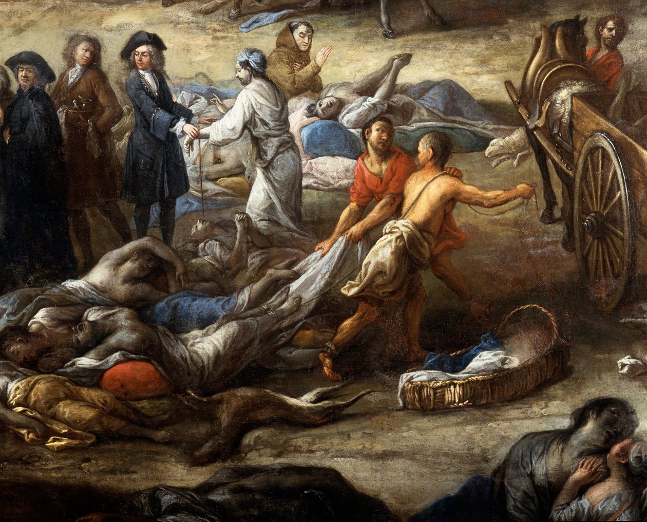 Näkymä kurssille (Marseillesta) vuoden 1720 ruton aikana (öljy kankaalle) tekijältä Michel Serre
