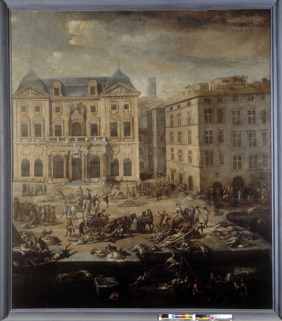 Näkymä kaupungintalolle (Marseille) vuoden 1720 ruton aikana tekijältä Michel Serre