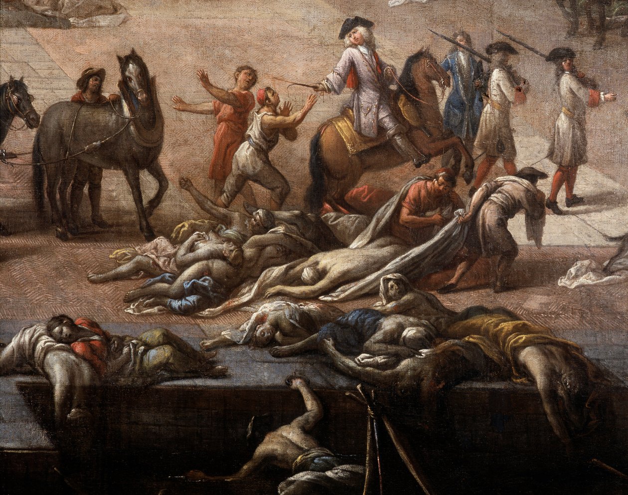 Näkymä kaupungintalolle (Marseille) vuoden 1720 ruton aikana tekijältä Michel Serre
