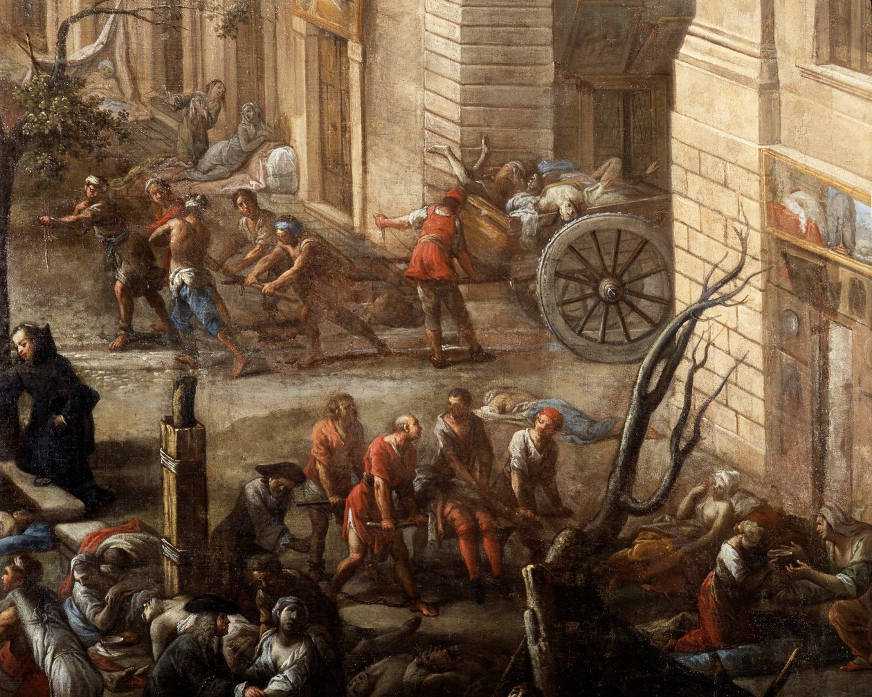 Näkymä kaupungintalolle (Marseille) vuoden 1720 ruton aikana tekijältä Michel Serre