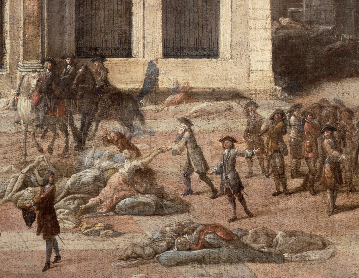 Näkymä kaupungintalolle (Marseille) vuoden 1720 ruton aikana tekijältä Michel Serre