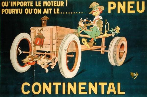 Mainos Continental Renkaista (väri litho) tekijältä Michel called Mich Liebeaux